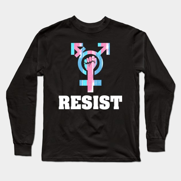 Resist with Transgender Symbol Long Sleeve T-Shirt by Trans Action Lifestyle